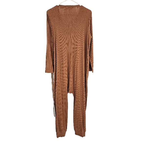 The Great Sleep Bodysuit Jumpsuit Waffle Knit Orange Rust Belted V-neck Size 1 - Picture 8 of 8